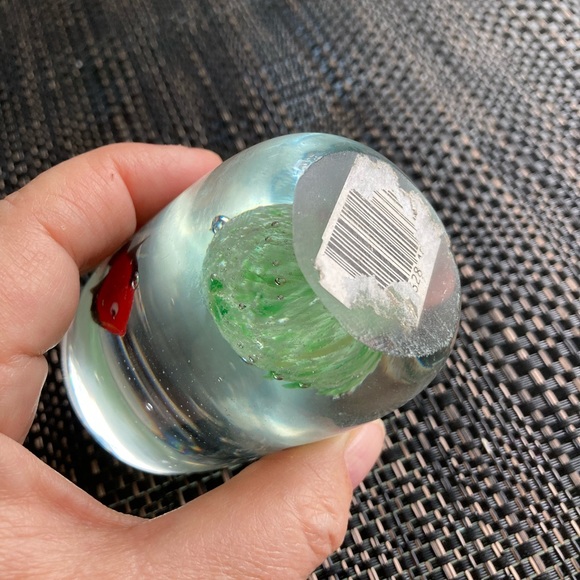 Art Glass Paperweight with Two Red Fishes, like a small Aquarium, Vintage - Picture 6 of 7